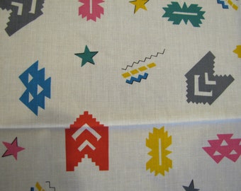 1980's Modern Southwestern Cotton Blend Fabric Piece, 2  Plus Yard, Cotton Blend, Southwestern, MCM, Modern, Geometric, 1980's, 80's