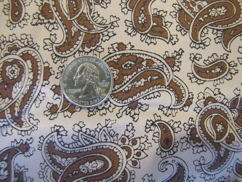 1960s Paisley Rayon Blend Fabric, Rayon Fabric, Draping Fabric, Paisley Fabric, Mid Century, Paisley, Brown, Rayon Blend image 2