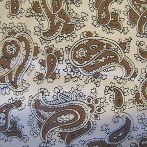 1960s Paisley Rayon Blend Fabric, Rayon Fabric, Draping Fabric, Paisley Fabric, Mid Century, Paisley, Brown, Rayon Blend image 1