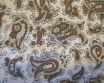1960s Paisley Rayon Blend Fabric, Rayon Fabric, Draping Fabric, Paisley Fabric, Mid Century, Paisley, Brown, Rayon Blend