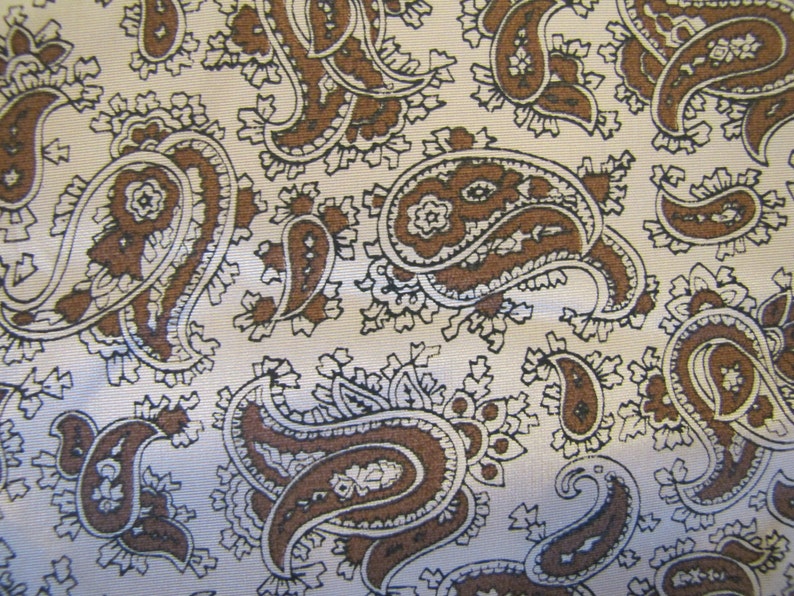 1960s Paisley Rayon Blend Fabric, Rayon Fabric, Draping Fabric, Paisley Fabric, Mid Century, Paisley, Brown, Rayon Blend image 1