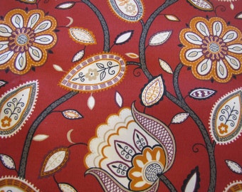 1990'S Modern Folk Floral Fabric Piece by Bryant Industries, Bryant Industries, Rust, Decorator Weight, Floral, Folk, Modern, Cotton Blend