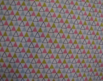 Modern Geometric Triangle Pastel Fabric Piece, Cotton, Geometric, Triangle, Pink, Gray, Chartreuse, Off-White, Black, Quilter Weight, Modern