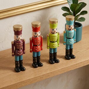 Modern Nutcracker Figurine: Red Gold Blue Green Holiday Tabletop Ornament (14.5cm)