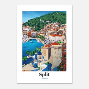 Split Travel Print, Croatia Coastal Art Poster