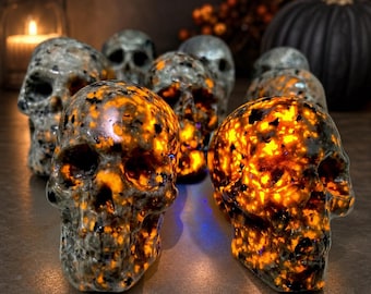 Natural Stone Skull Carving, Gothic Halloween Decor, Feng Shui Ornament, Collector Gift