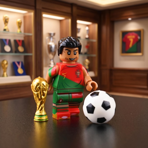 MOC Ronaldo 7 Figure, Lego-Compatible, World Cup Gift, Stocking Stuffer Star