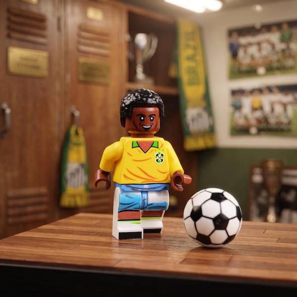 MOC Pelé 10 Figure, Lego-Compatible, World Cup Gift, Stocking Stuffer GOAT