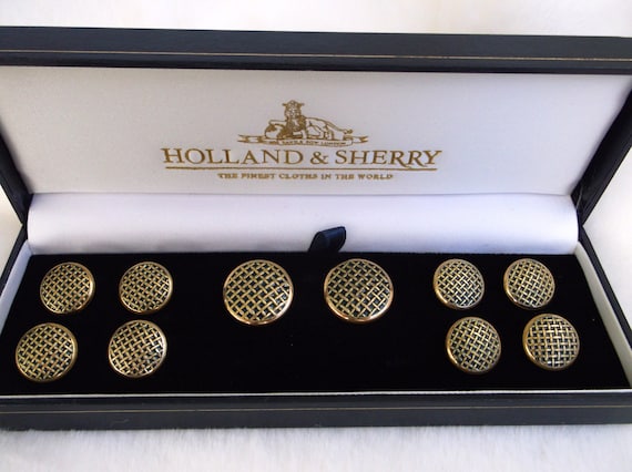 Holland and Sherry Gold Metal Blazer Buttons Club Stripes 