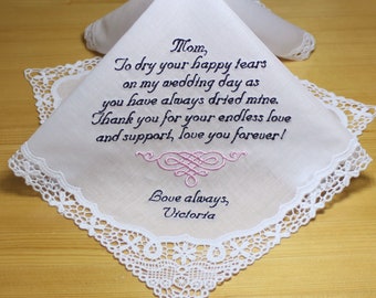 Mother of Bride Wedding Handkerchief by Embroidered Personalized #18040518
