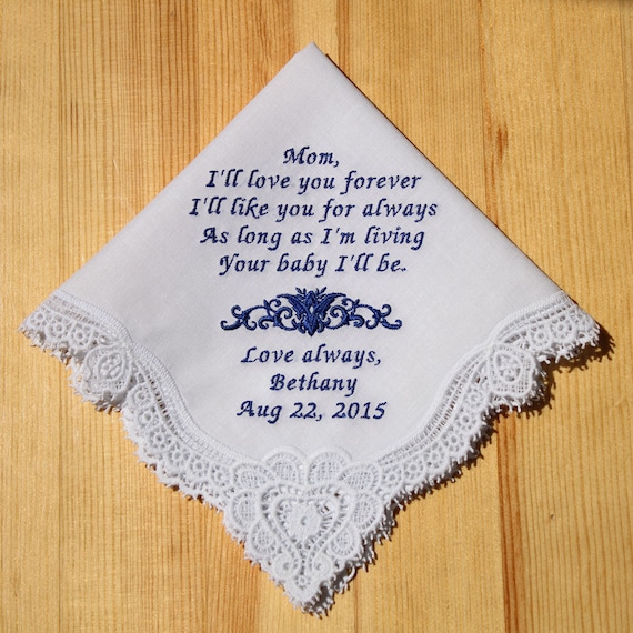 Mother of Bride Wedding Handkerchief by Embroidered Personalized #18040518