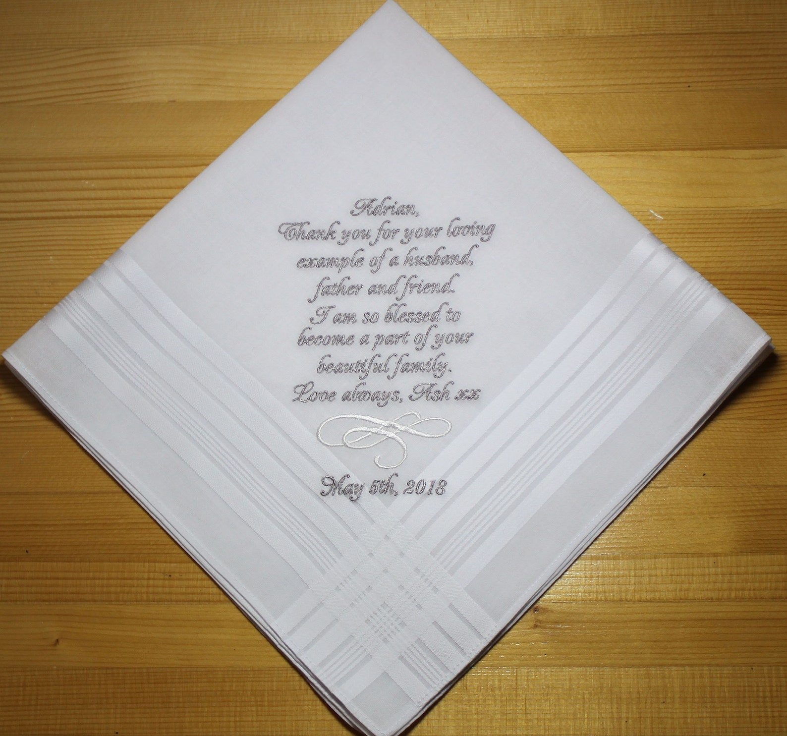 Embroidery Wedding Handkerchief for Father of Groom Etsy