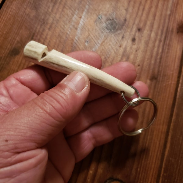 Real Deer Antler Whistle w/ Key Ring Dog Training Falconer Hiking NICE Gift!