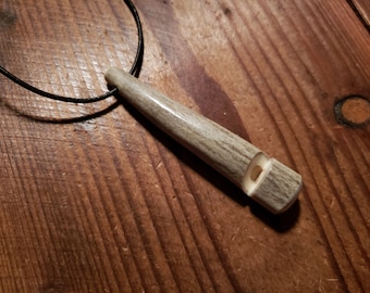 Deer Antler Whistle w/ Leather Lanyard Bird Dog Horse Training Falconer Hiking NICE Gift!