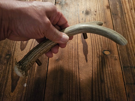 9.25" Mule Deer Antler Handle for a Door, Natural Shed, Barn Door, Cabin Door, Gun Cabinet, Man Cave, Work Shed, Tree House, Cabin Decor #A7