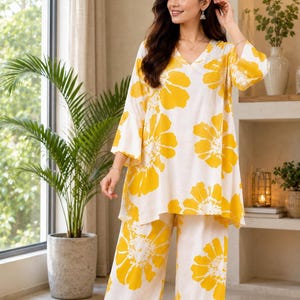 Tyg rayon kurti cod set med fickor på båda sidorna i pent