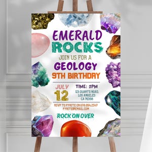 Geology Invitation, Rock Invite, Geode Birthday Crystal Mining Gem Boy Birthday, Editable Dig Party Template