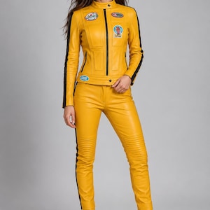 Kill Bill The Bride Costume Set | Uma Thurman Inspired Leather Jacket | Beatrix Kiddo Halloween Cosplay