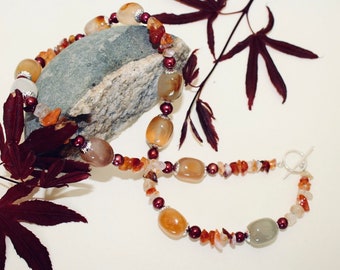 Carnelian Necklace & Fresh water pearl