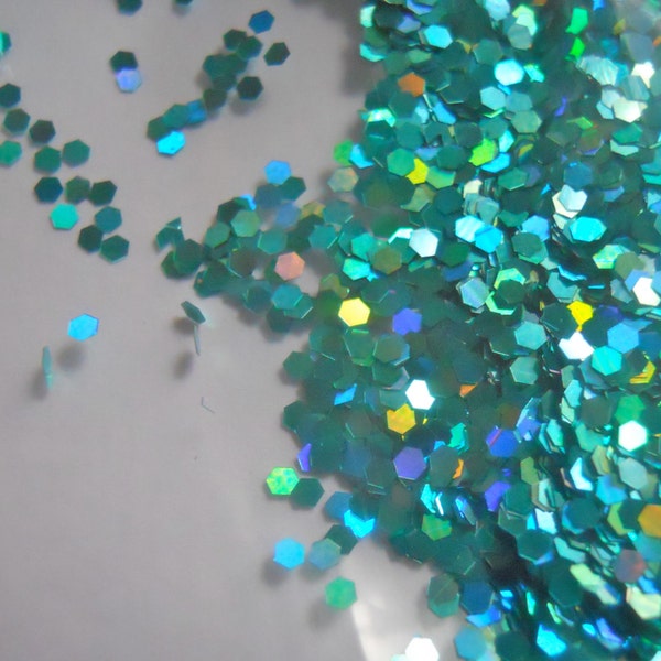 Holographic Teal 0.8 oz Medium Hexagon 0.062 Holo Glitter for DIY Nail Polish Resin Jewelry and Crafts