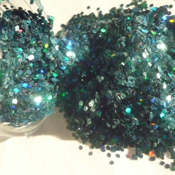 0.5 oz Solvent Resistant Glitter Holographic Blue Green Medium Hexagon 0.040 for Nail Polish Cards Glitter Jewelry