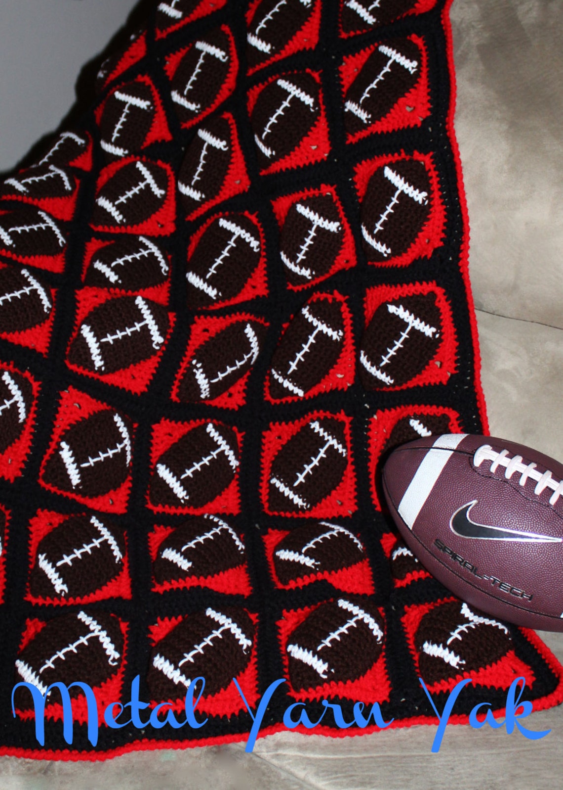 Touchdown Football Crochet Throw - Etsy
