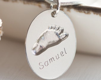 Echter Fußabdruck Schmuck, Schmuck für Mama, Baby Fuß Kette, Geschenk für Mama, Mama Baby Kette , Geburt Schmuck, personalisiertes Geschenk