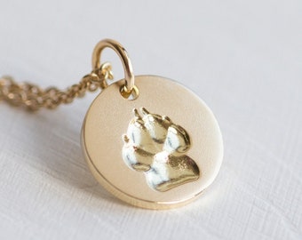 Echter 3D Pfotenabdruck, Schmuck Gold, Hundepfote Charm, Pfote Anhänger, Andenken Hund, Katzen Anhänger, Goldschmuck, Luxus Geschenk