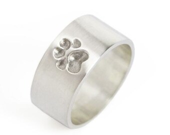 Echter 3D Pfotenabdruck Ring, personalisiert, Hund Pfote Ring, Hund Andenken, breiter Ring, Pfotenabdruck personalisiert, Hundepfote