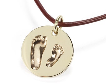 Echte 3D Fußabdrücke als Gold Anhänger, Luxus Baby Geschenk, echter Fußabdruck, personalisiert, Zwillinge, Geschenk zur Geburt, Mama Schmuck