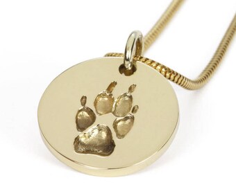 Your dog's actual 3D pawprint necklace, dog pawprint, cat pawprint, personalized, luxury pet gift, gold necklace pendant, pawprint jewelry