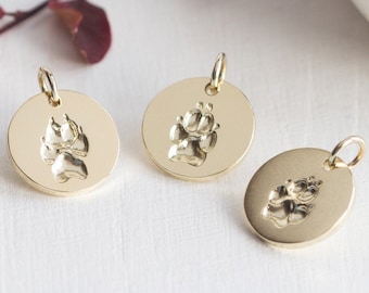 Echter 3D Pfotenabdruck, Schmuck Gold, Hundepfote Charm, Pfote Anhänger, Andenken Hund, Katzen Anhänger, Goldschmuck, Luxus Geschenk