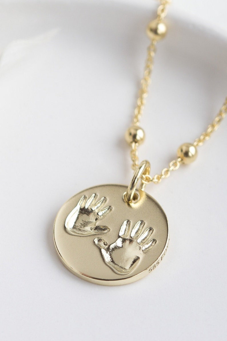 Actual 3D Handprint and Footprint Necklace Personalized Gold Etsy
