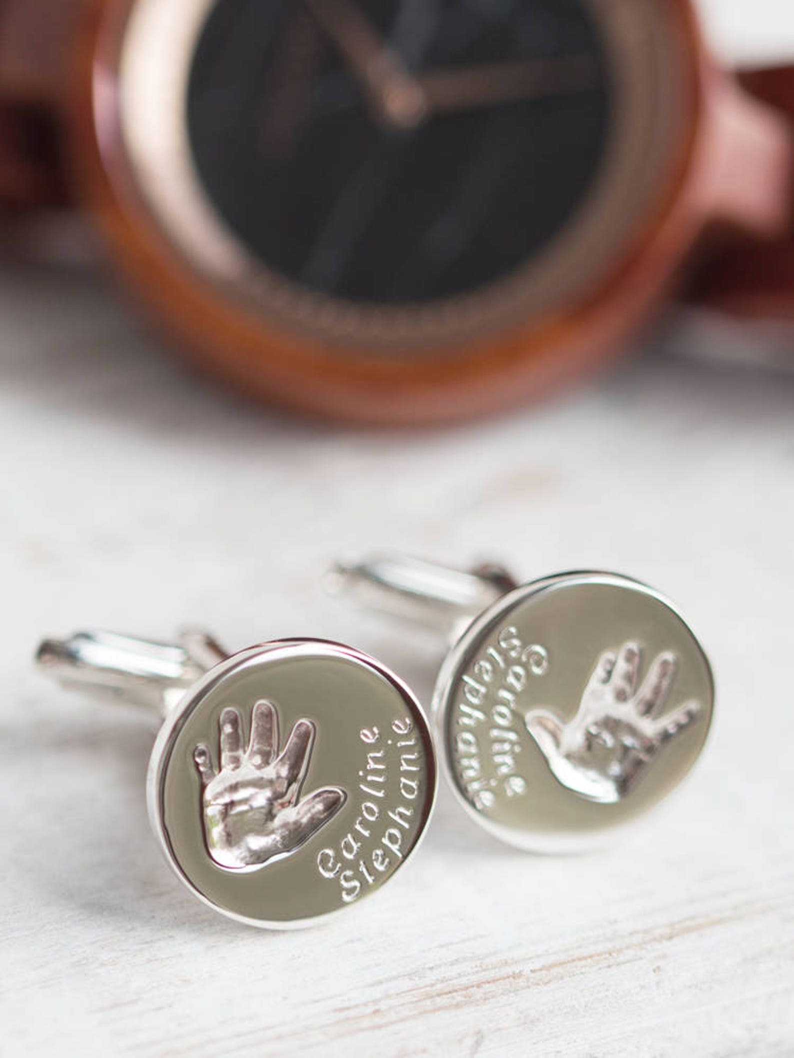 Actual Handprint Cufflinks Custom Cufflinks Personalized Etsy