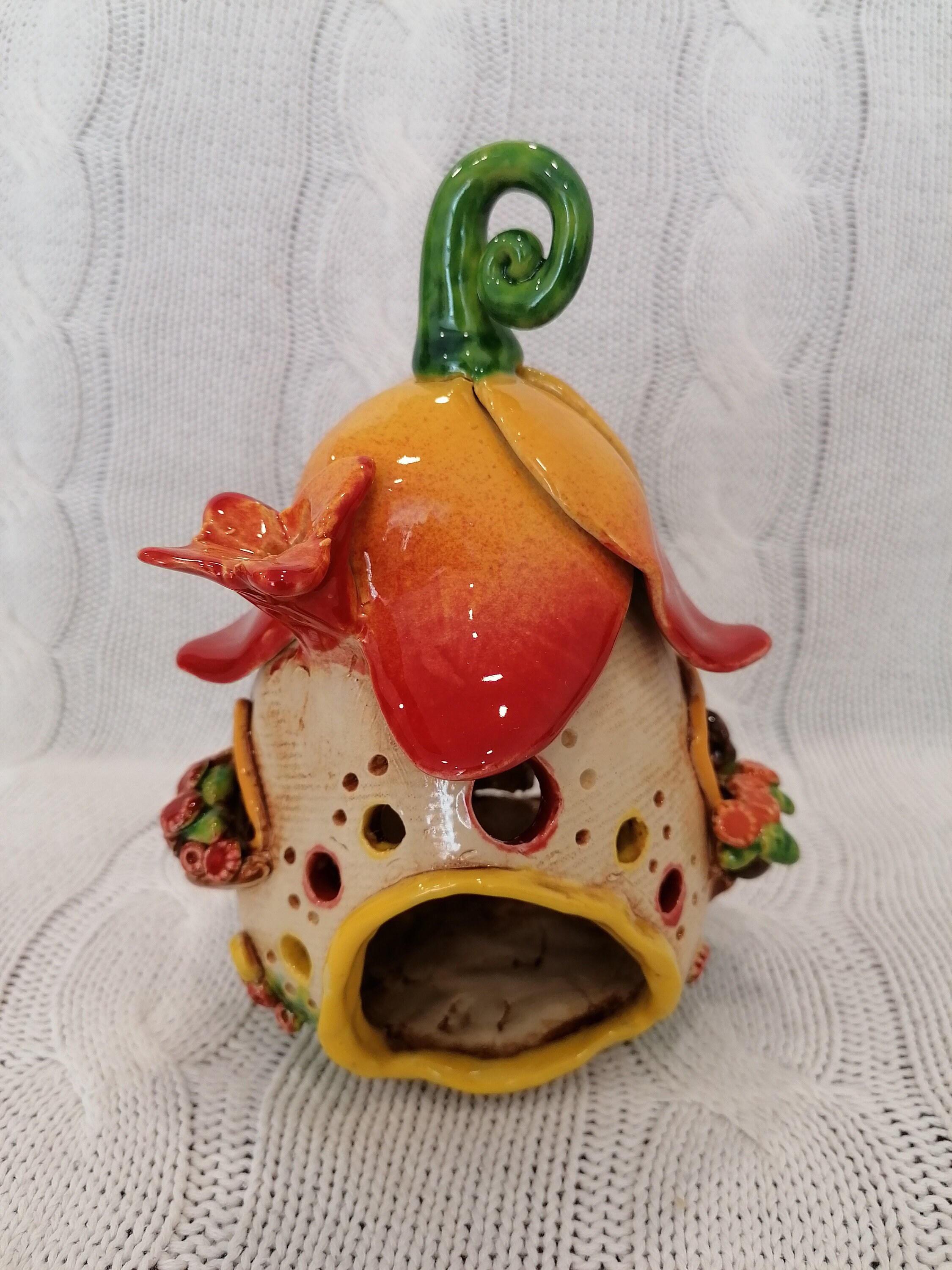 Lovely handmade ceramic lantern in red and orange red ceramic Etsy