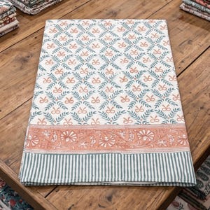 Jaipuri Hand Block Print Cotton Bedsheet – Sage Serenade (90 x 108 Inch)