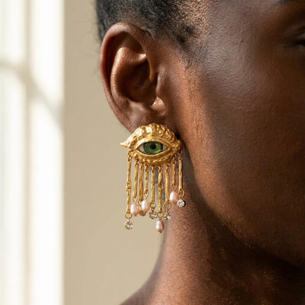 Schiaparelli Gold Earring - Etsy