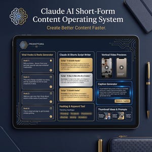 Claude AI Shorts Generator | Short Form Content System | YouTube Shorts & Reels Prompts | Viral Script Pack | Instant Download