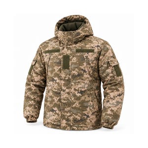 Ukrainian Pixel Winter Jacket | Military Pea Fleece Insulated Coat | Waterproof Tactical Outdoor Hooded Jacket | Ukrainian Surplus Gift