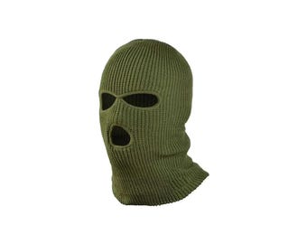 Oekraïense winterfleece bivakmuts, olijfgroene bivakmuts met 3 gaten, tactische gebreide bivakmuts, warme bivakmuts/skimasker, cadeau van het Oekraïense leger