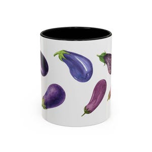 Watercolor Eggplant Pattern Mug | Accent Coffee Mug 11oz 15oz