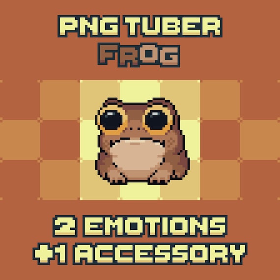 Animated Pixel Art Frog PNGTuber | VTuber Avatar, 2 Emotions, 1 Accessory | Veadotube Mini Ready | Twitch Discord YouTube