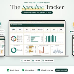 2027 Spending Tracker Spreadsheet Google Sheets Daily Expense Tracker Excel Spending Log Planner Simple Money Tracker Budget Template Sheet