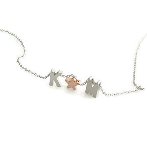 Star Initial Necklace Silver, Star Necklace Women, Initial Star Necklace, Rose Gold Star Necklace, Christmas gift for newlyweds