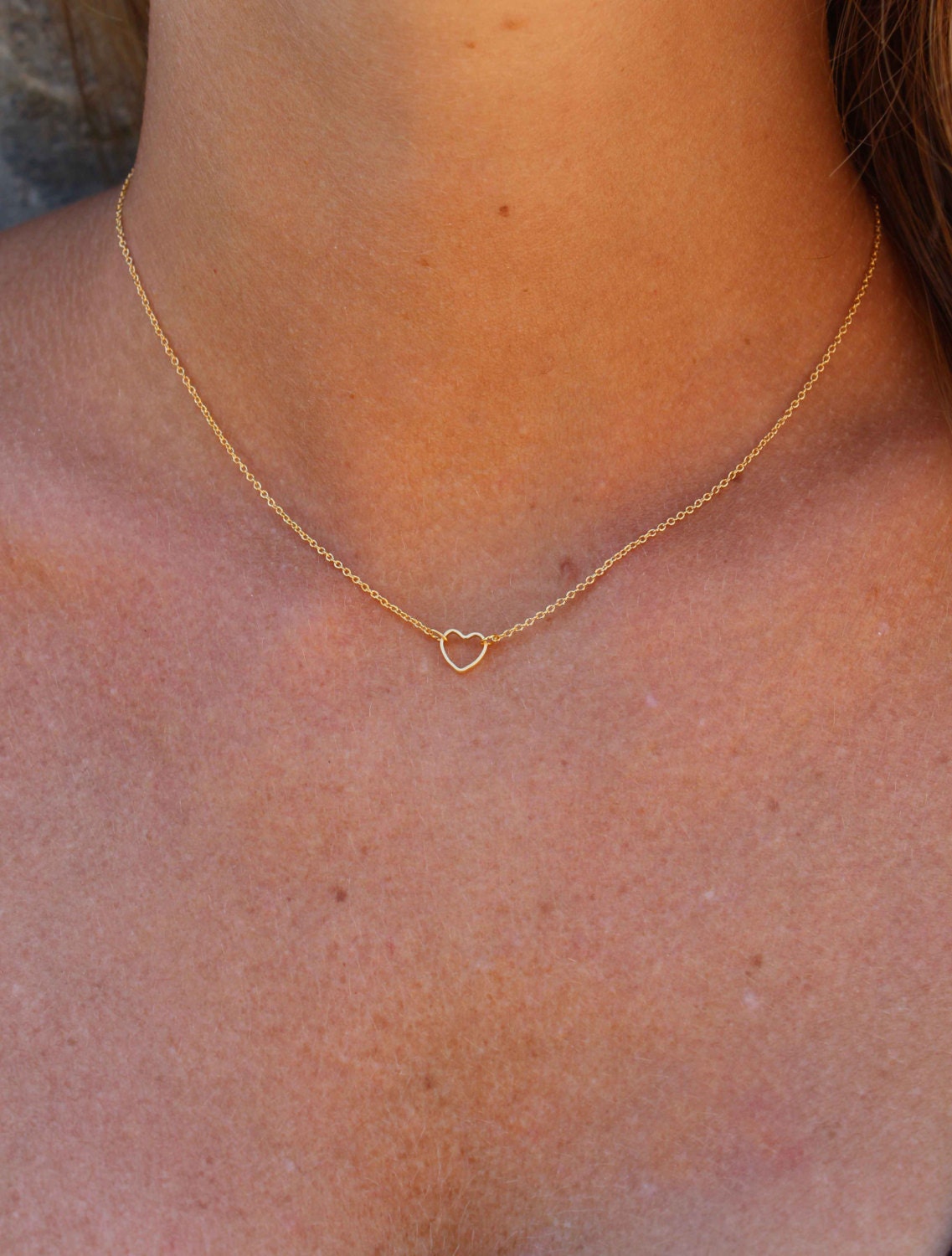 Little Heart necklace. Minimalist necklace. Gold plated heart necklace. Chain Necklace. Layered