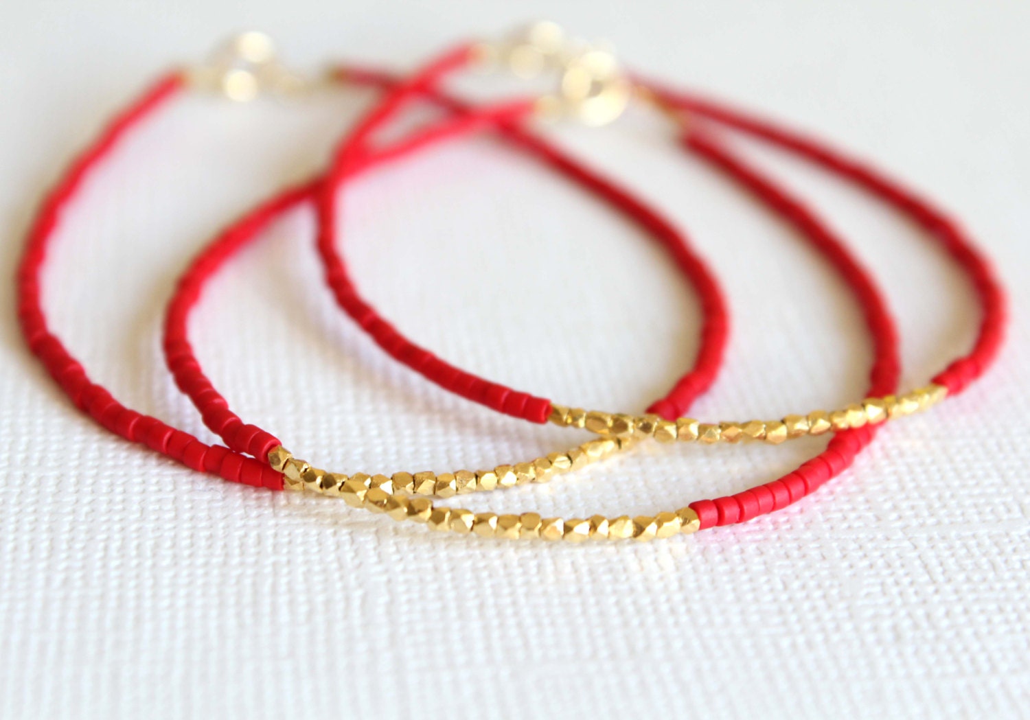 Gold Vermeil Bracelet Beaded Bracelet Christmas Bracelet Etsy