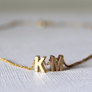 Initial Necklace, Tiny Gold Letter Necklace, Gold initial necklace, Name Necklace, Personalized bridesmaids jewelry, Letter charm necklace image 3