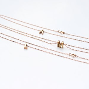 Rose Gold Initial Necklace , Stainless Steel Letter Necklace , Layering Monogram Necklaces , Minimalist Necklace image 8