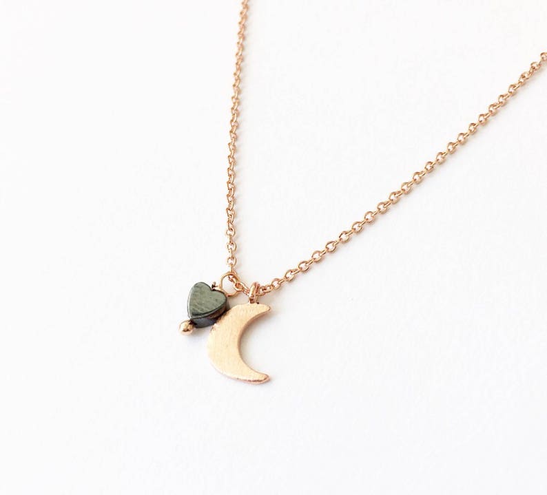 Tiny Moon necklace . Gold plated chain necklace. Little moon | Etsy