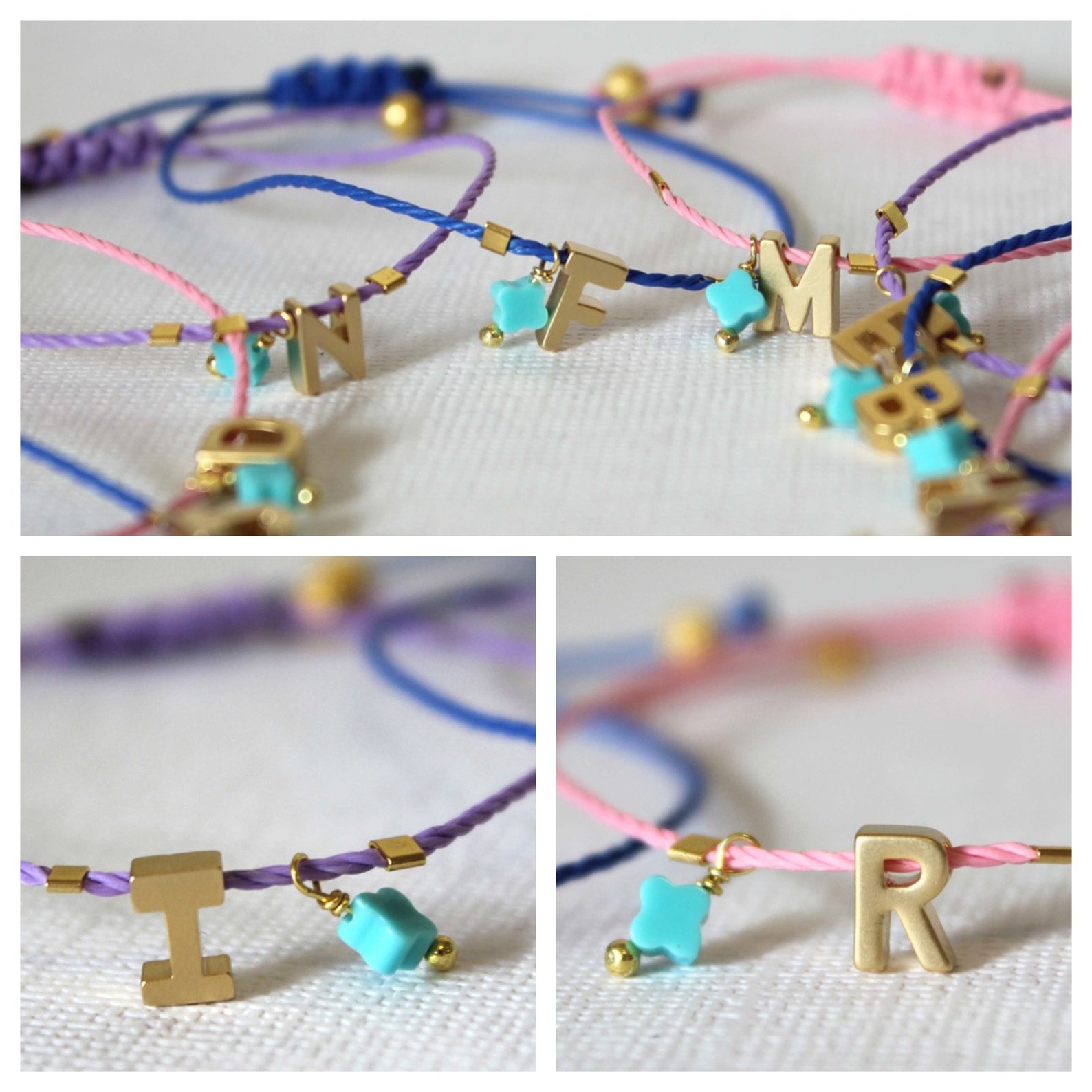 Gold Letter Bracelet Initial Friendship Bracelet Adjustable Etsy